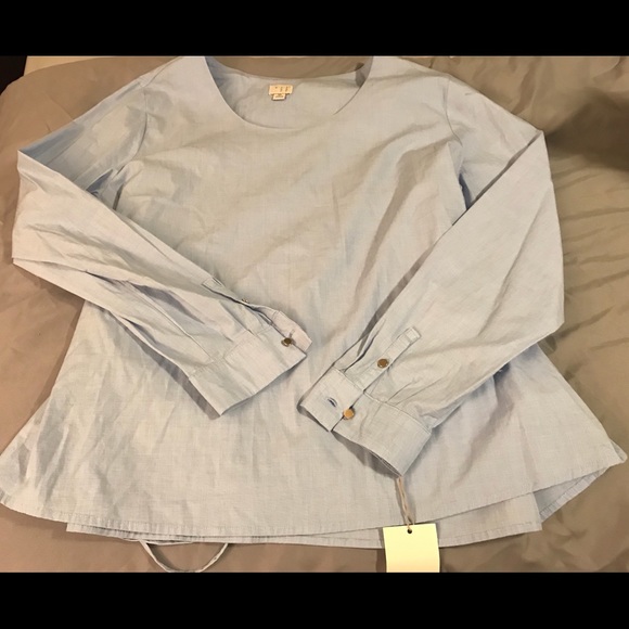 💥A New Day Blue Fitted Blouse w Lace-Up Bk Corset - Picture 4 of 5